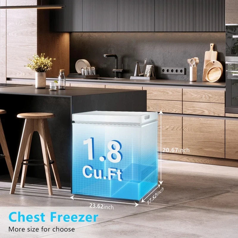 Congélateur coffre de 51 L avec panier amovible, drain inférieur, thermostat à 7 niveaux, conception autonome pour la maison et l'appartement