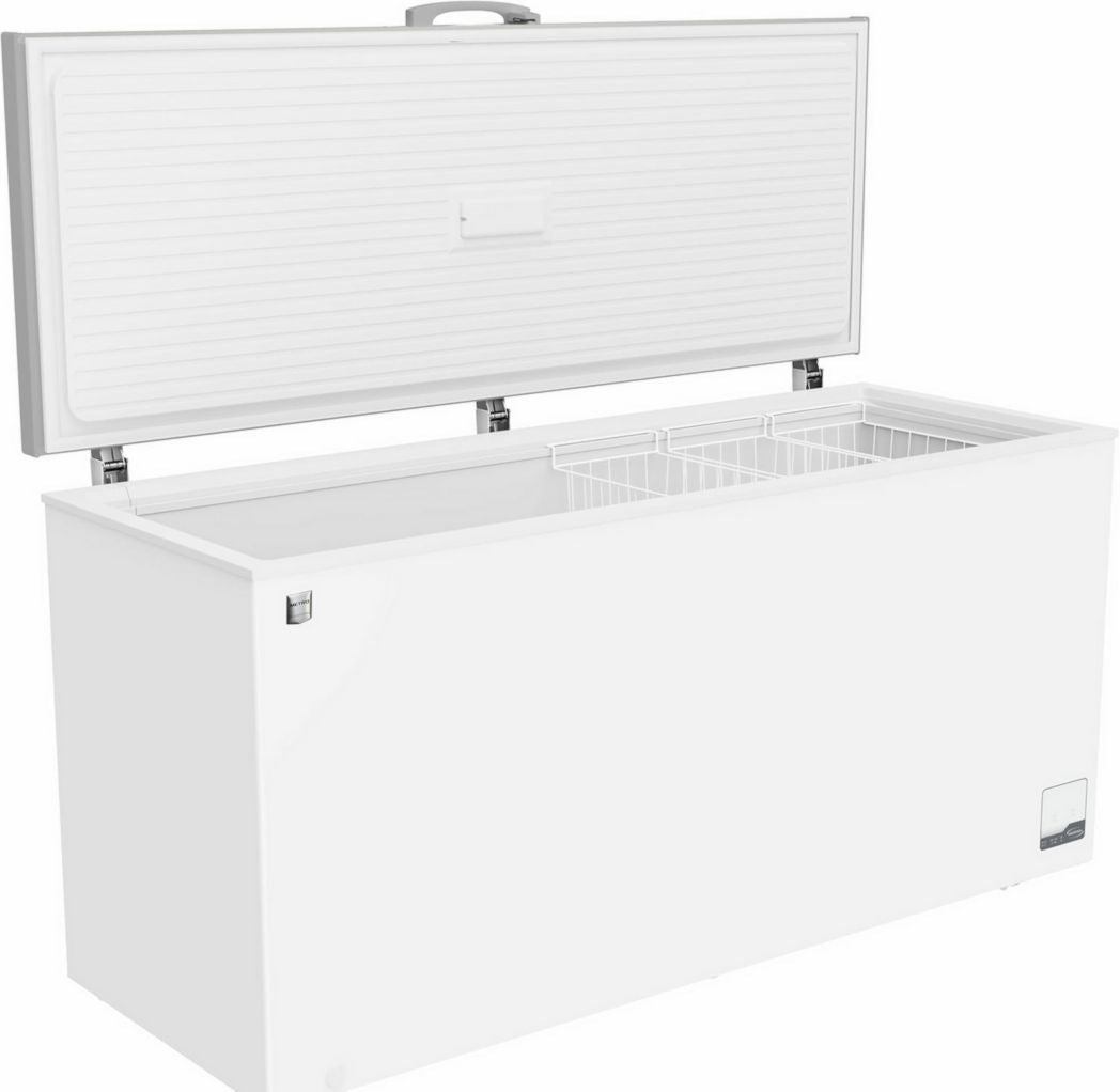 Congélateur coffre professionnel METRO GHF2700S, acier, 188 x 73,5 x 94,5 cm, 700 L, 125 W, 3 paniers, éclairage LED, avec serrure, blanc/gris