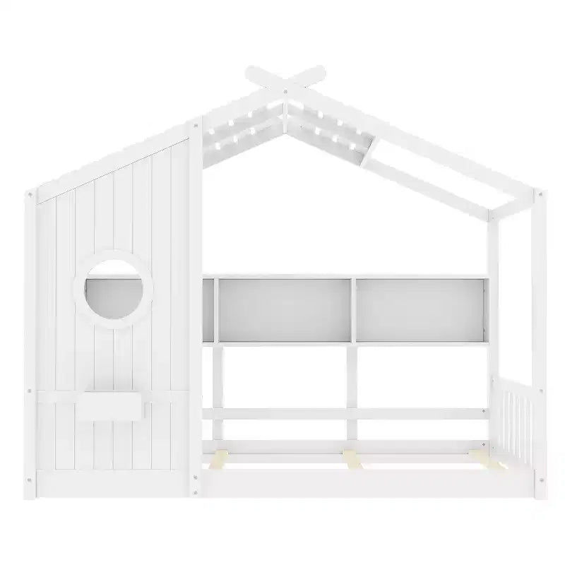 Lit cabane cabane Montessori pour enfant avec étagère de rangement - ModernLuxe