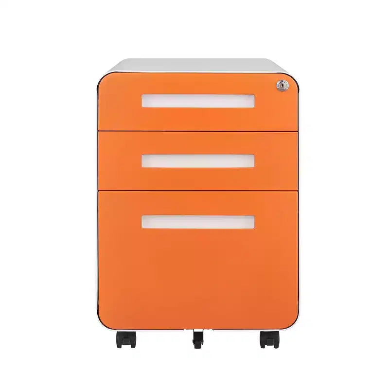 Meuble Classeur Mobile à 3 Tiroirs avec Serrure C Entièrement Assemblé Rangement Sous-Bureau pour Dossiers A4/Lettre/Légal, Conception en Métal Roulant à 5 Roues