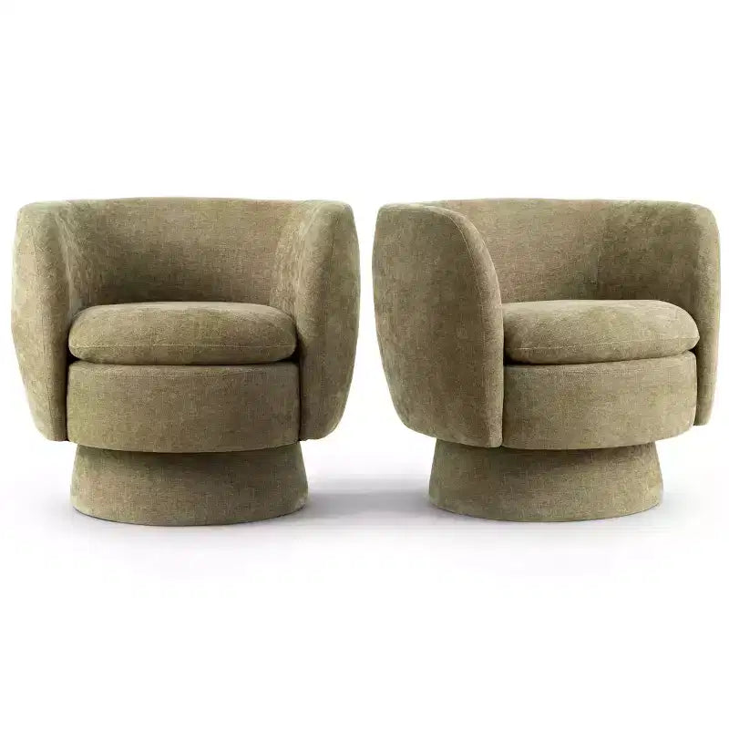 Lot de 2 fauteuils pivotants modernes avec revêtement en tissu, fauteuil lounge pivotant à 360° pour salon, chambre à coucher - Panipeachy
