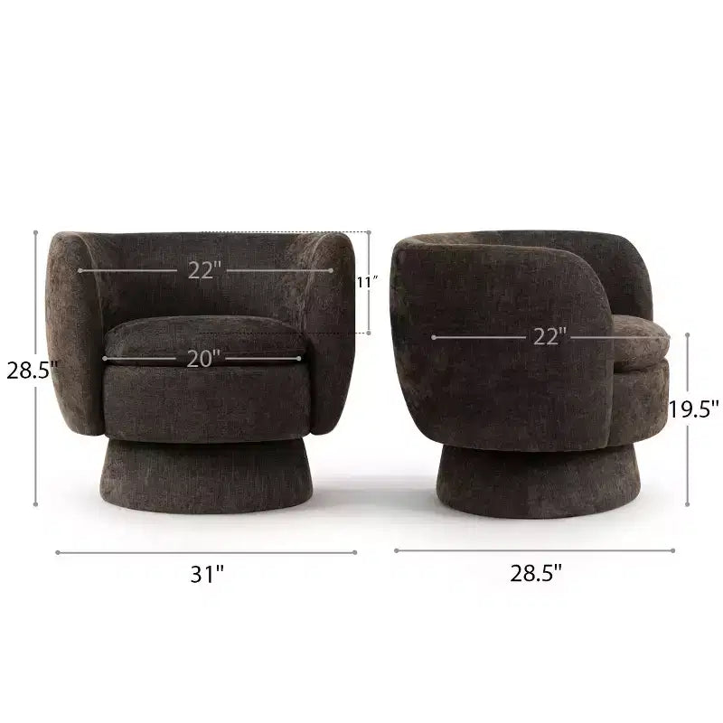 Lot de 2 fauteuils pivotants modernes avec revêtement en tissu, fauteuil lounge pivotant à 360° pour salon, chambre à coucher - Panipeachy