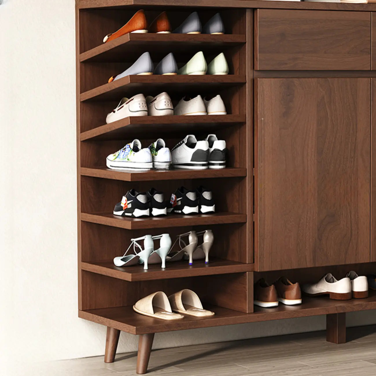 Meuble à chaussures moderne en bois blanc manufacturé