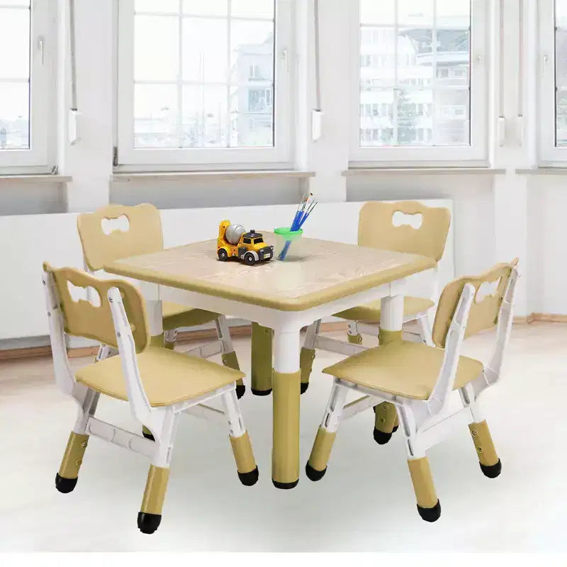 Ensemble Table et Chaises pour Enfants, Bureau Réglable en Hauteur pour Enfants de 2 à 10 Ans, Table d'Activités Manuelles, Pieds Antidérapants, pour Salles de Classe et Garderies