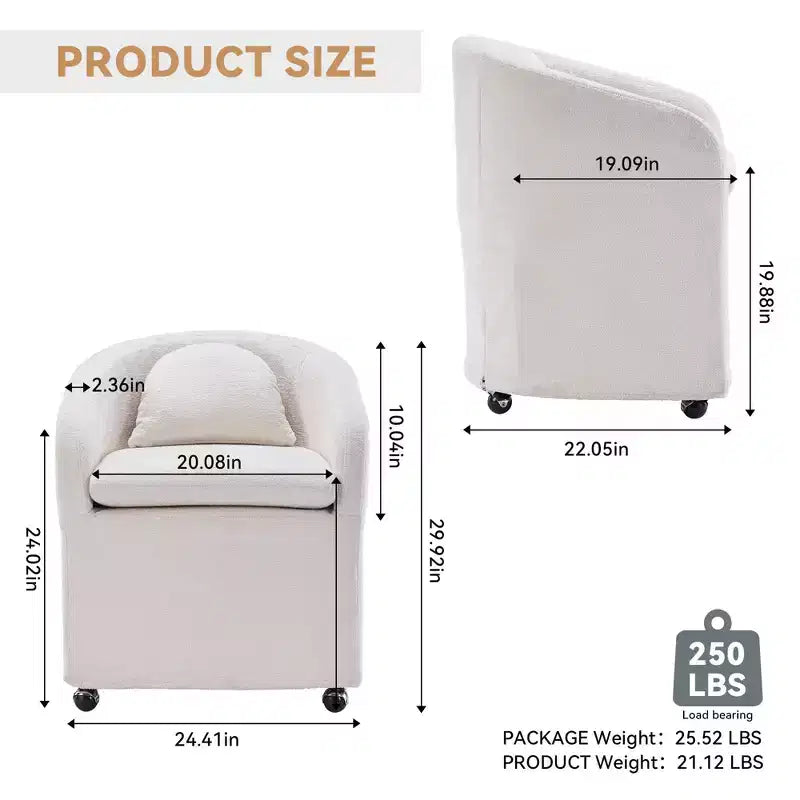 Okak Lot de 2 chaises de salle à manger modernes, chaises de salle à manger confortables en chenille avec roulettes universelles et coussins épais, chaises d'appoint de cuisine rembourrées