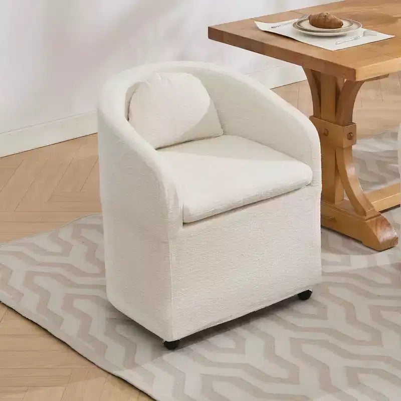 Okak Lot de 2 chaises de salle à manger modernes, chaises de salle à manger confortables en chenille avec roulettes universelles et coussins épais, chaises d'appoint de cuisine rembourrées