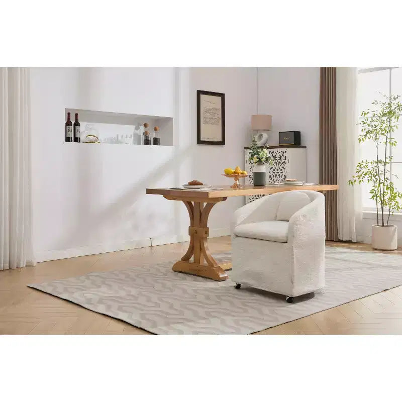 Okak Lot de 2 chaises de salle à manger modernes, chaises de salle à manger confortables en chenille avec roulettes universelles et coussins épais, chaises d'appoint de cuisine rembourrées