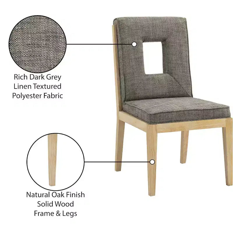 Meridian Furniture, Chaises de salle à manger Gwendolyn en tissu texturé lin, lot de 2