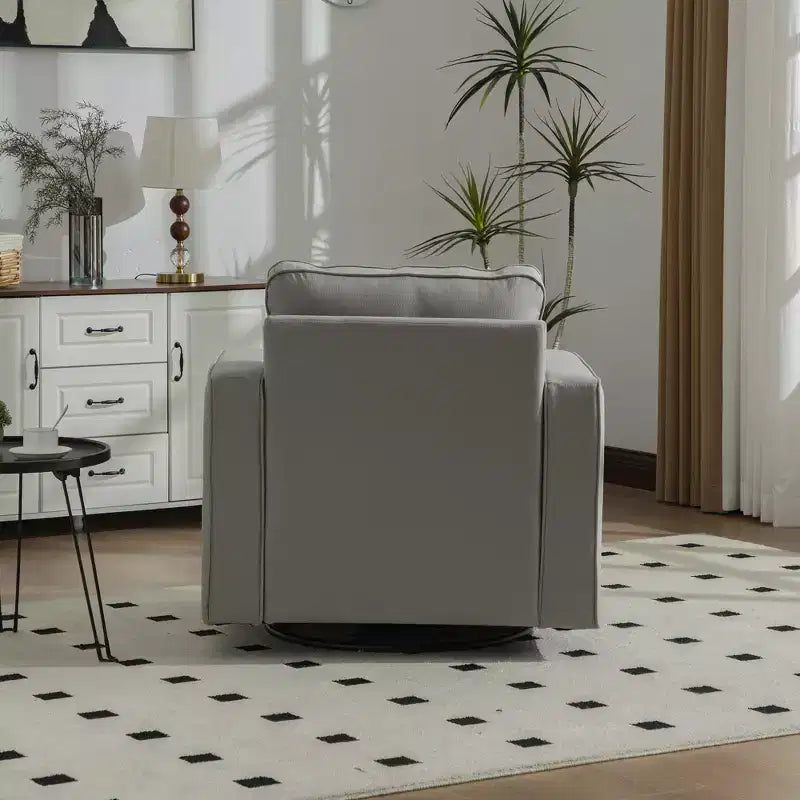 Fauteuil pivotant à 360° avec rangement dissimulé, fauteuil club une place avec oreiller pour salon, chambre, salle de lecture - ModernLuxe
