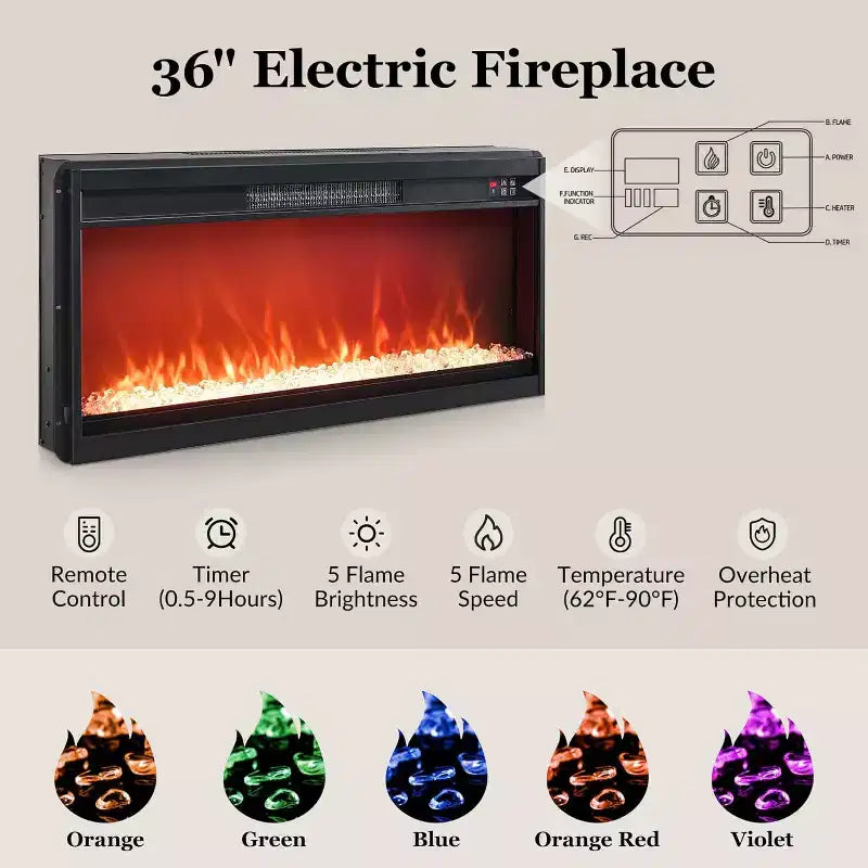 Meuble TV de cheminée cannelé de 70 po pour téléviseurs de 80 po, centre de divertissement moderne avec cheminée électrique de 36 po, console TV multimédia en bois avec rangement