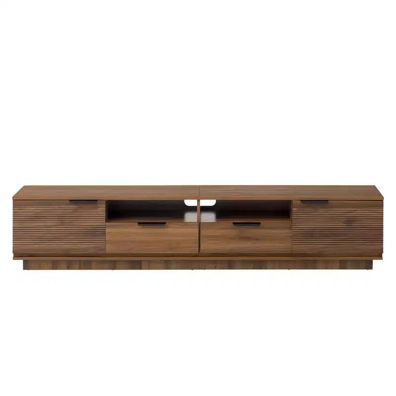 Meuble TV GDFStudio Yaakov 78 moderne et minimaliste avec lignes épurées, 2 tiroirs profonds et étagères ouvertes
