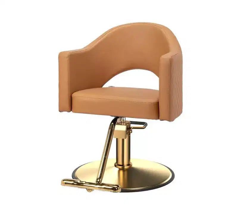Chaise de coiffure pivotante Karl Home noire robuste à 360° avec dossier à motif losanges et repose-pieds doré