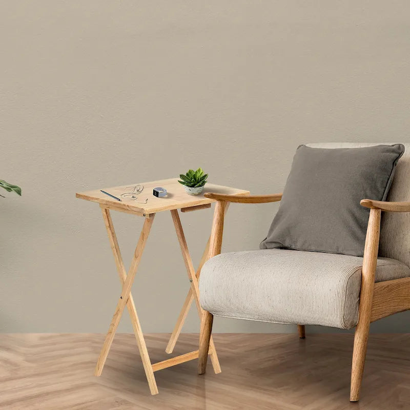 Tables de service pliantes pour télévision PJ Wood avec support de rangement compact, expresso, ensemble de 5 pièces - 36.38