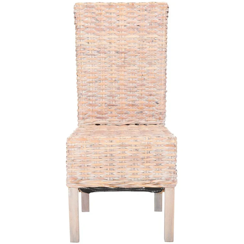 Lot de 2 chaises de salle à manger en osier naturel L 48 cm x P 56 cm x H 104 cm, style bohème côtier