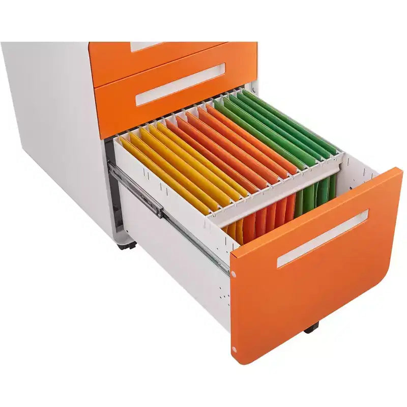 Meuble Classeur Mobile à 3 Tiroirs avec Serrure C Entièrement Assemblé Rangement Sous-Bureau pour Dossiers A4/Lettre/Légal, Conception en Métal Roulant à 5 Roues
