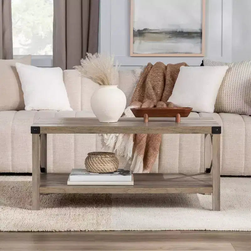 Table basse Sophie Rustic Industrial à piètement X - Saracina Home
