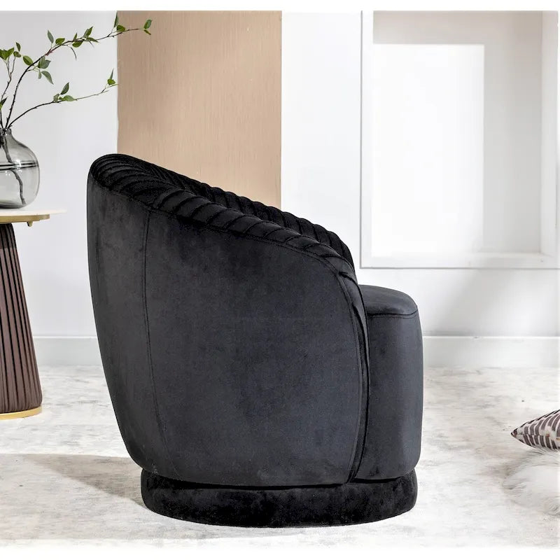 Petit fauteuil pivotant rond en velours Milvo