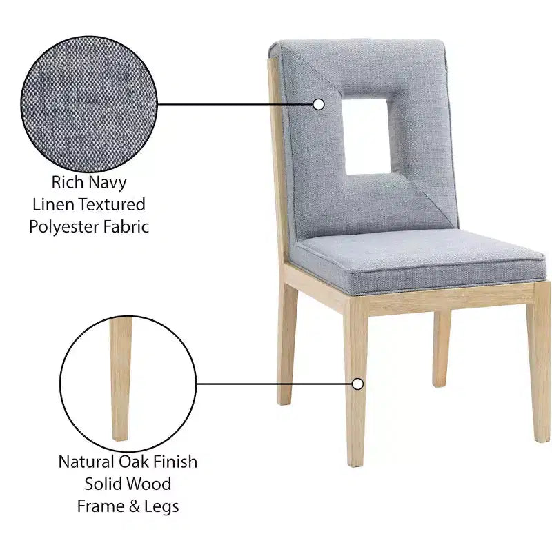 Meridian Furniture, Chaises de salle à manger Gwendolyn en tissu texturé lin, lot de 2