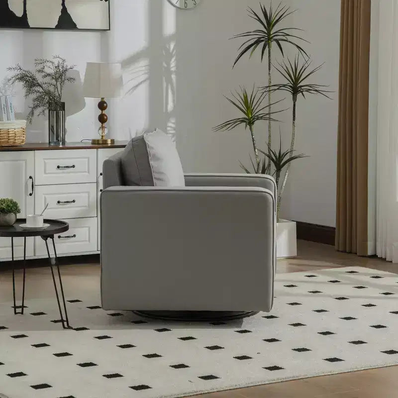Fauteuil pivotant à 360° avec rangement dissimulé, fauteuil club une place avec oreiller pour salon, chambre, salle de lecture - ModernLuxe