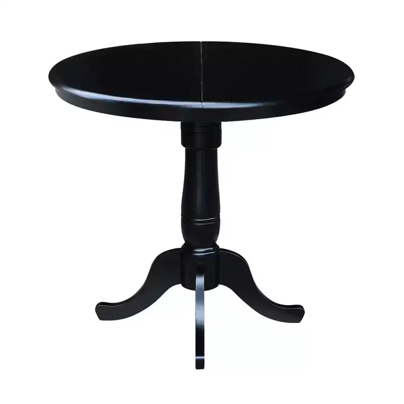 Table de salle à manger ronde à piédestal, hauteur comptoir, plateau de 36 po, rallonge de 12 po, noire - International Concepts
