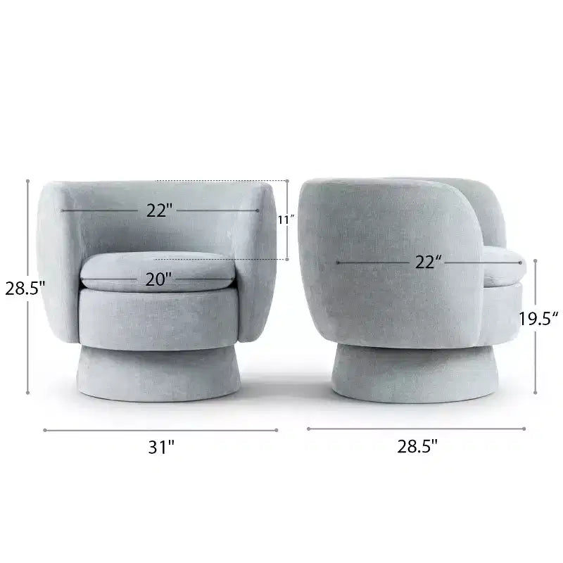 Lot de 2 fauteuils pivotants modernes avec revêtement en tissu, fauteuil lounge pivotant à 360° pour salon, chambre à coucher - Panipeachy