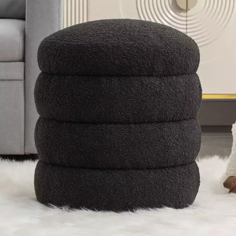 Okak Ottoman Rond Moderne Banc Tabouret de Coiffeuse Chaise Rembourrée en Velours Doux Tabouret Repose-Pieds pour Canapé Salon Chambre Entrée