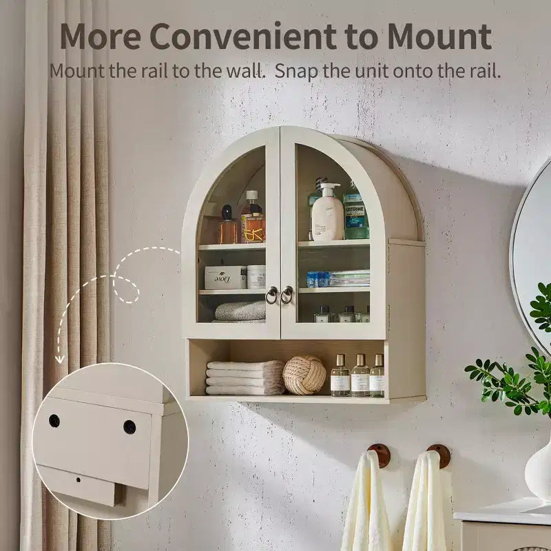 Armoire de salle de bain murale cintrée avec tiroir, 28 pouces, armoire à pharmacie moderne avec étagères réglables, rangement au-dessus des toilettes