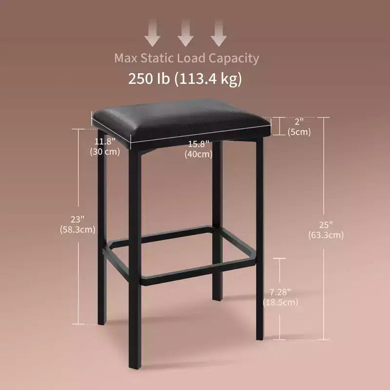 24 tabourets de bar avec revêtement en cuir PU de 5 cm d'épaisseur pour îlot de cuisine, comptoir de bar