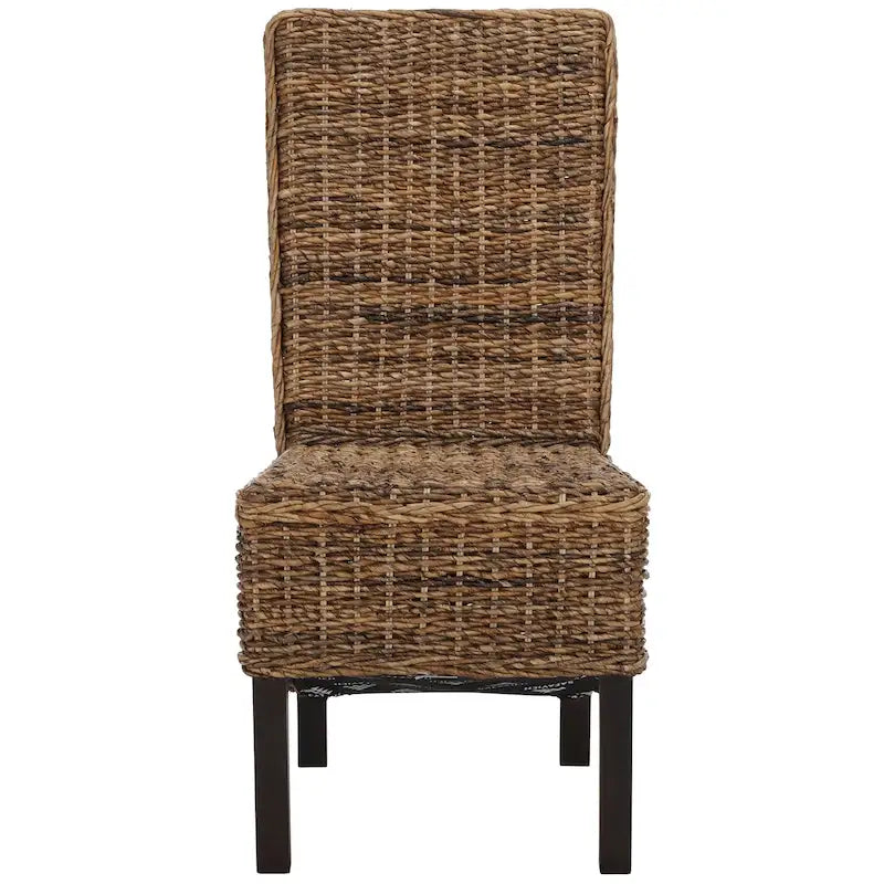 Lot de 2 chaises de salle à manger en osier naturel L 48 cm x P 56 cm x H 104 cm, style bohème côtier