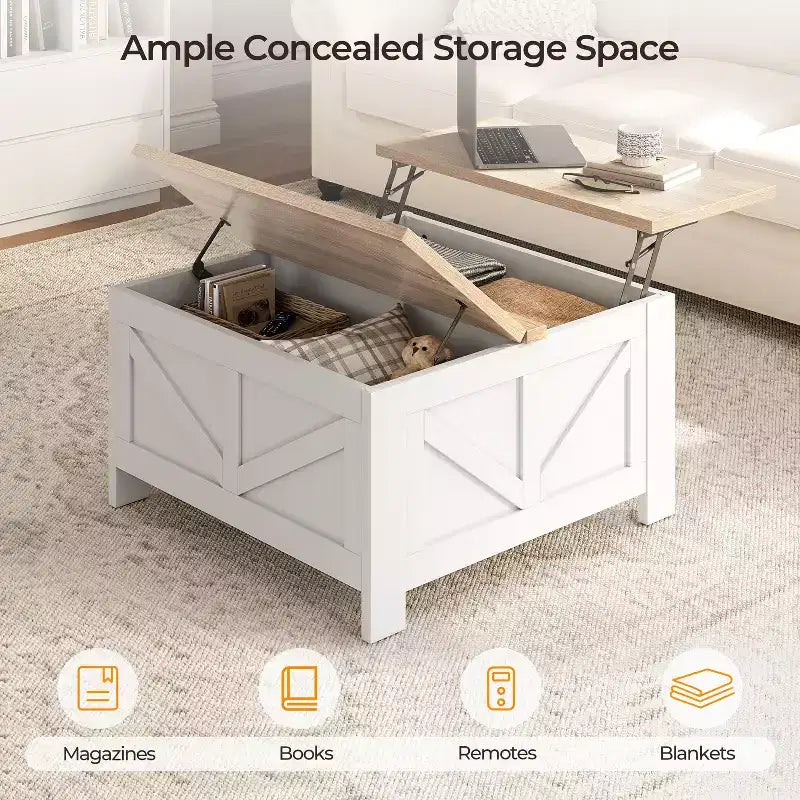 Table basse relevable en bois Yaheetech avec compartiments cachés pour salon ou réception