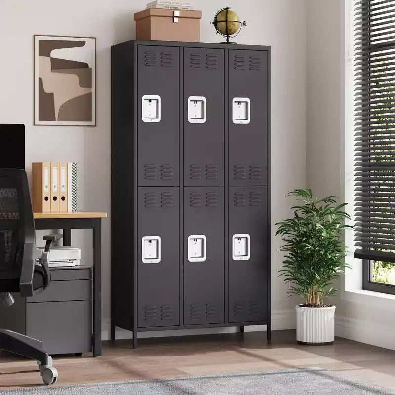 Casier de rangement à 6 portes pour employés de bureau, casier de rangement en métal à combinaison, casier en métal verrouillable pour employés avec porte, casiers de rangement industriels