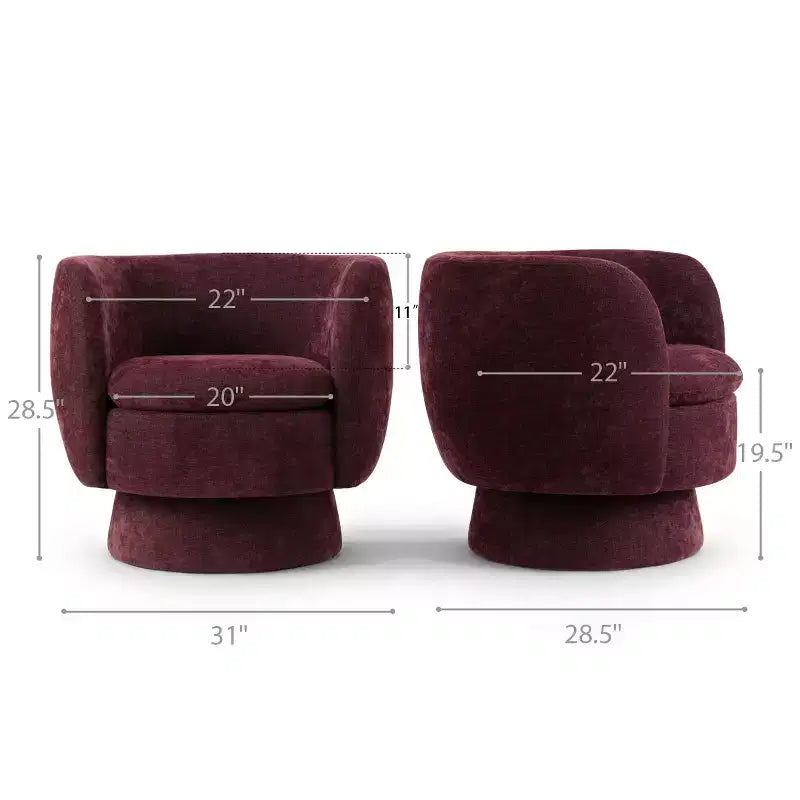 Lot de 2 fauteuils pivotants modernes avec revêtement en tissu, fauteuil lounge pivotant à 360° pour salon, chambre à coucher - Panipeachy