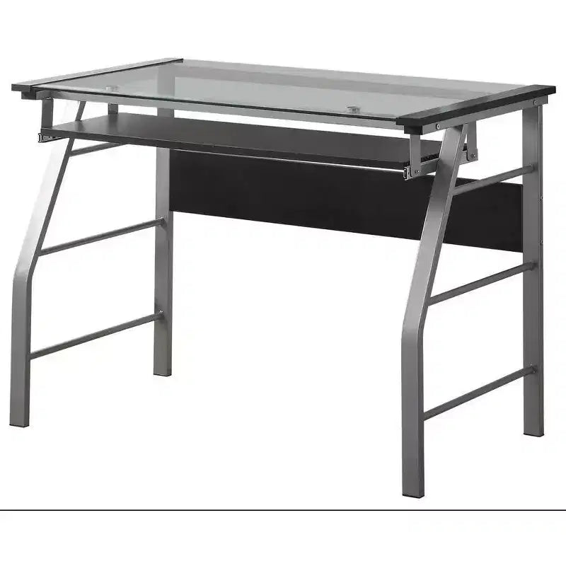 Bureau/Table d'ordinateur de la marque King en métal avec plateau en verre pour bureau à domicile