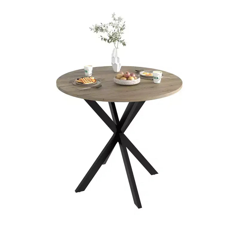 Table à manger ronde de 31,5 pouces, petite table de cuisine circulaire avec pieds en métal noir pour 2 à 4 personnes