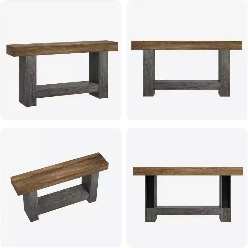 Console 2 niveaux pour salon et entrée, grande table de canapé avec rangement, table d'entrée de couloir, longue table d'entrée pour l'organisation de la décoration