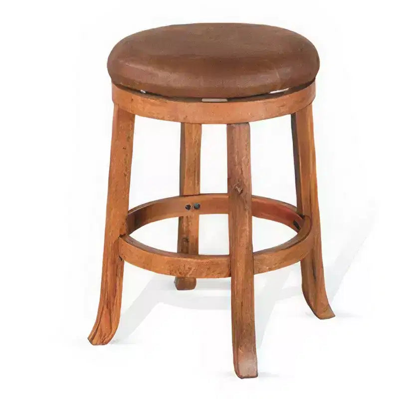 Tabourets de comptoir pivotants Royal Hampton, lot de 2 | Siège en similicuir | Bois d'acajou