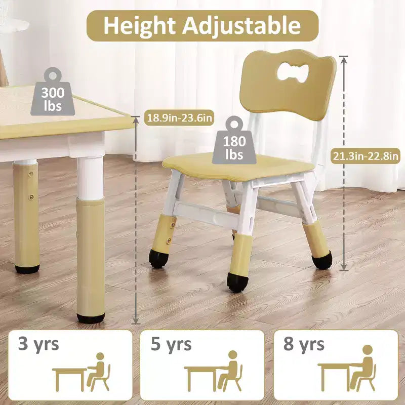 Ensemble Table et Chaises pour Enfants, Bureau Réglable en Hauteur pour Enfants de 2 à 10 Ans, Table d'Activités Manuelles, Pieds Antidérapants, pour Salles de Classe et Garderies