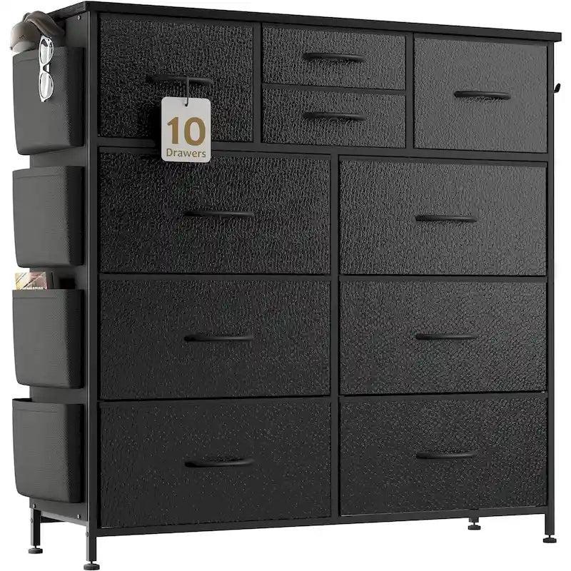 Commode à 10 tiroirs en tissu Meuble de rangement Tour de rangement pour placard Chambre