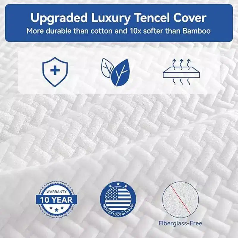 Dyonery matelas en mousse à mémoire de forme multi-tailles de 8/10 pouces d'épaisseur, housse Tencel, thé vert/gel rafraîchissant de qualité supérieure, emballé sous vide, matelas pour un sommeil profond, blanc
