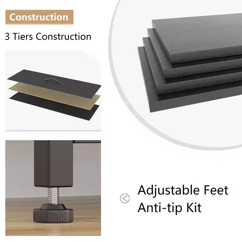 Commode à 10 tiroirs pour chambre, commode avec bacs en tissu, meuble TV pour téléviseurs jusqu'à 5 pouces, organisateur de rangement