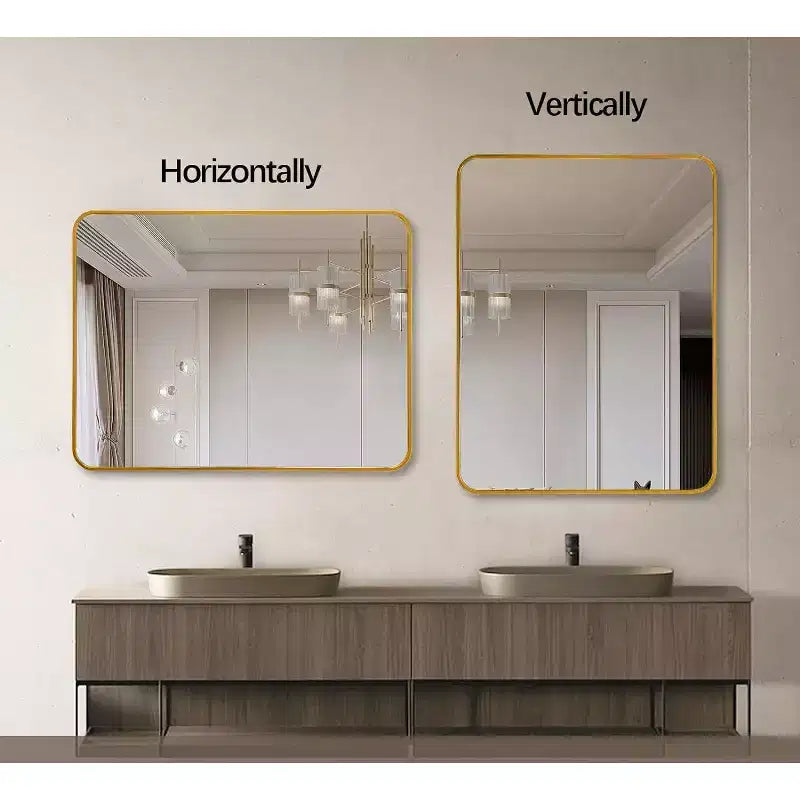 Miroir mural de salle de bain rectangulaire encadré en métal noir 24x36 pouces.