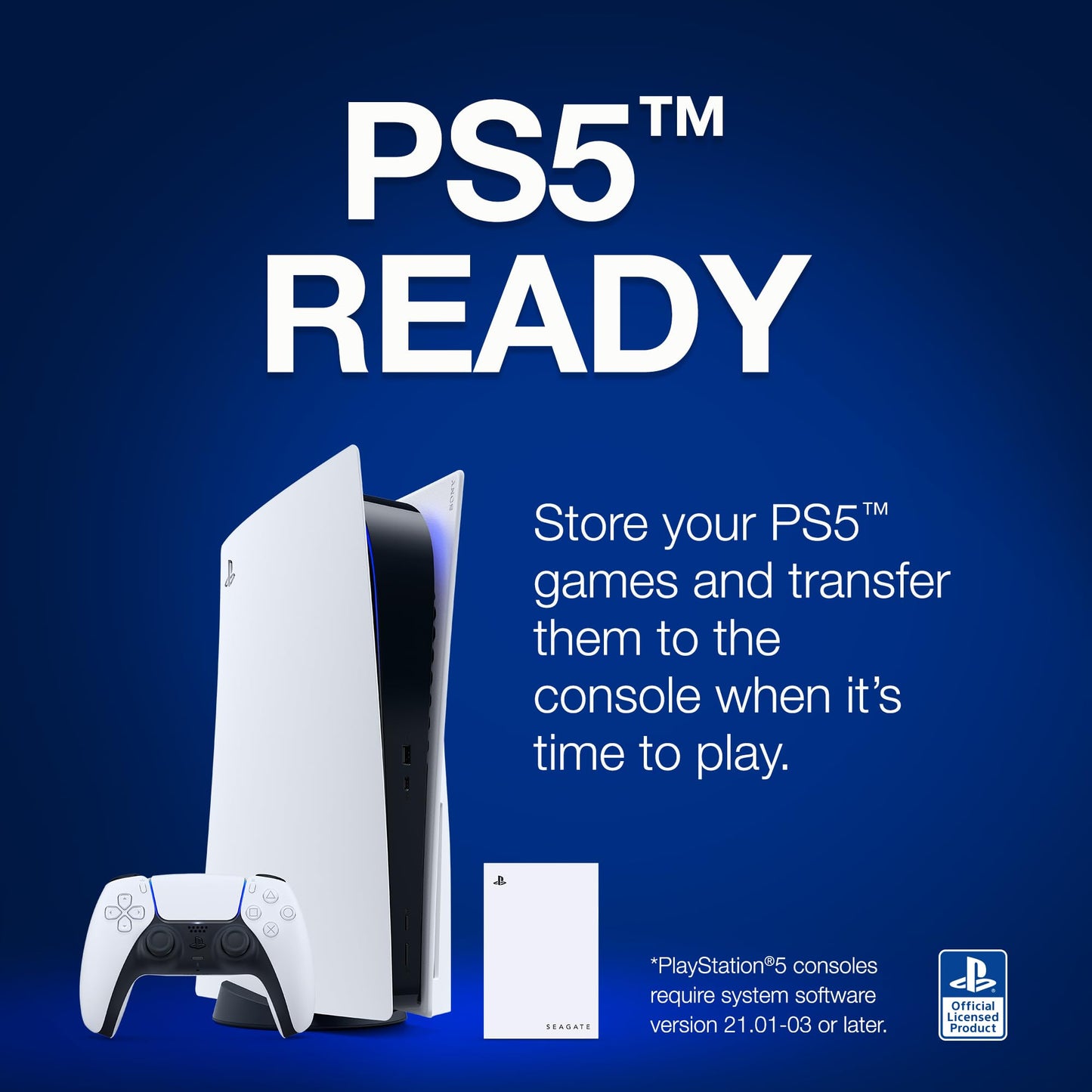 Seagate Game Drive pour PS4/PS5 5To, Disque Dur Externe, 2.5 Pouces, USB 3.0, sous Licence Officielle, éclairage LED Bleu, INCL. 2 semaines Playstation+ (STLV5000202)