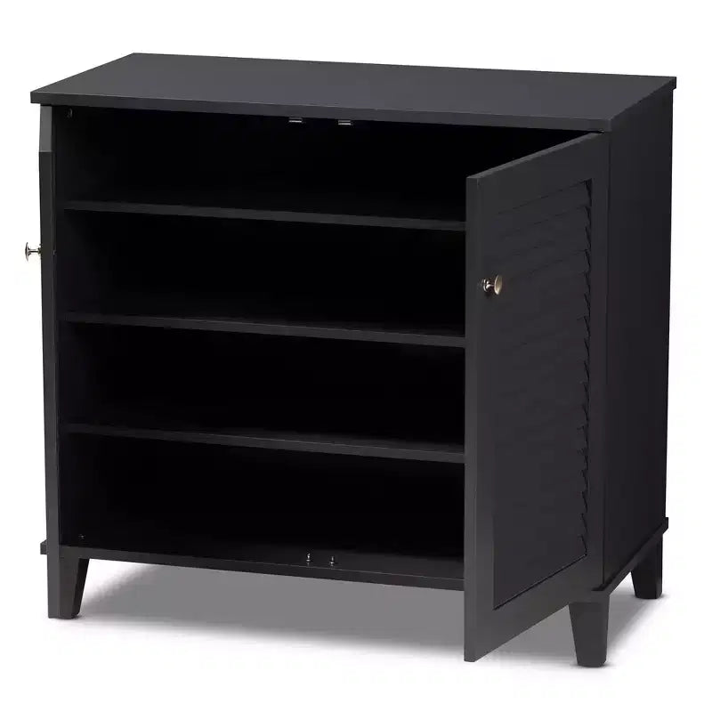 Meuble de rangement pour chaussures en bois, collection Coolidge, finition gris foncé - Baxton Studio : MDF composite, organiseur 12 paires, autoportant