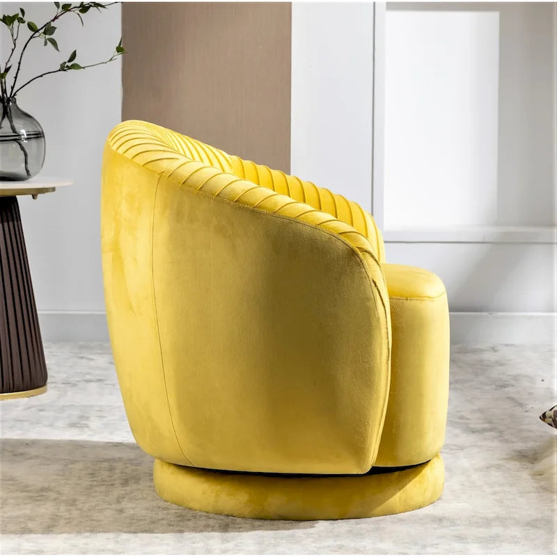 Petit fauteuil pivotant rond en velours Milvo