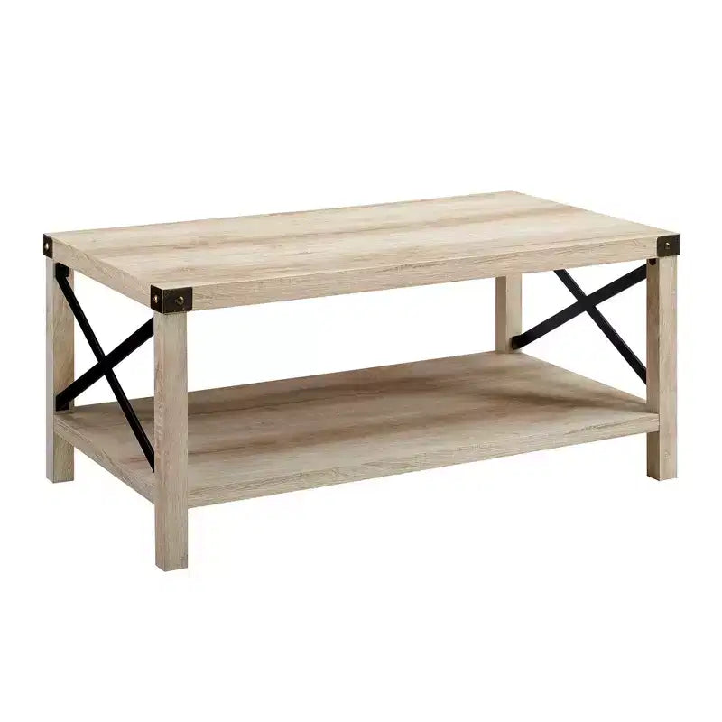 Table basse Sophie Rustic Industrial à piètement X - Saracina Home