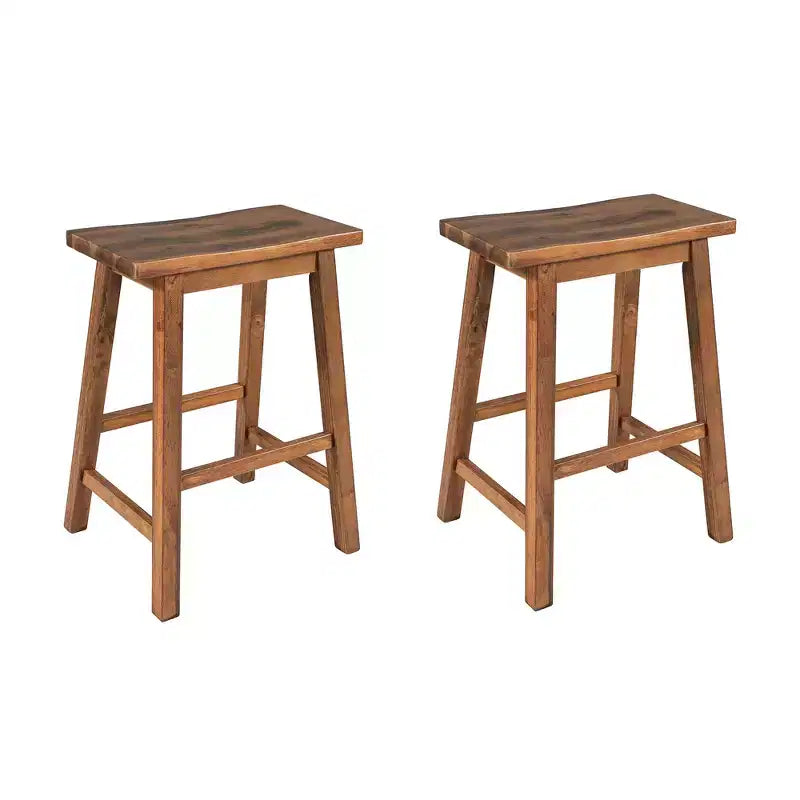 Tabourets de cuisine rustiques Whisen de style campagnard, lot de 2, chaises de cuisine en bois hauteur comptoir - Noyer