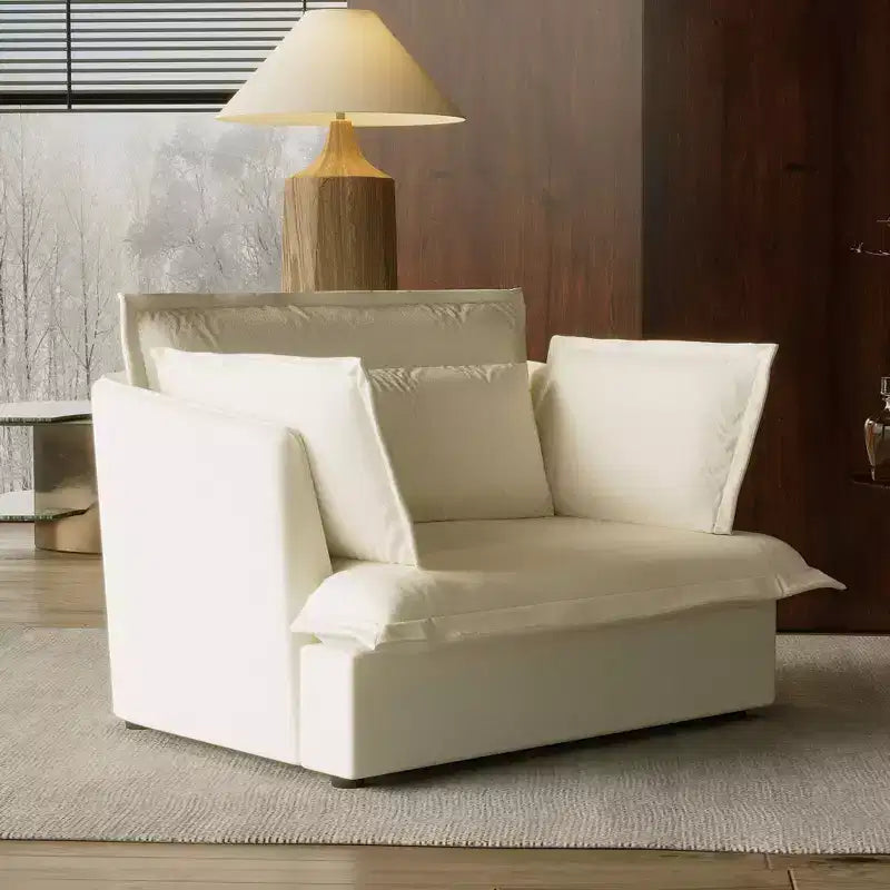Fauteuil simple rembourré blanc Famapy, meuble de salon confortable avec coussins moelleux en coton