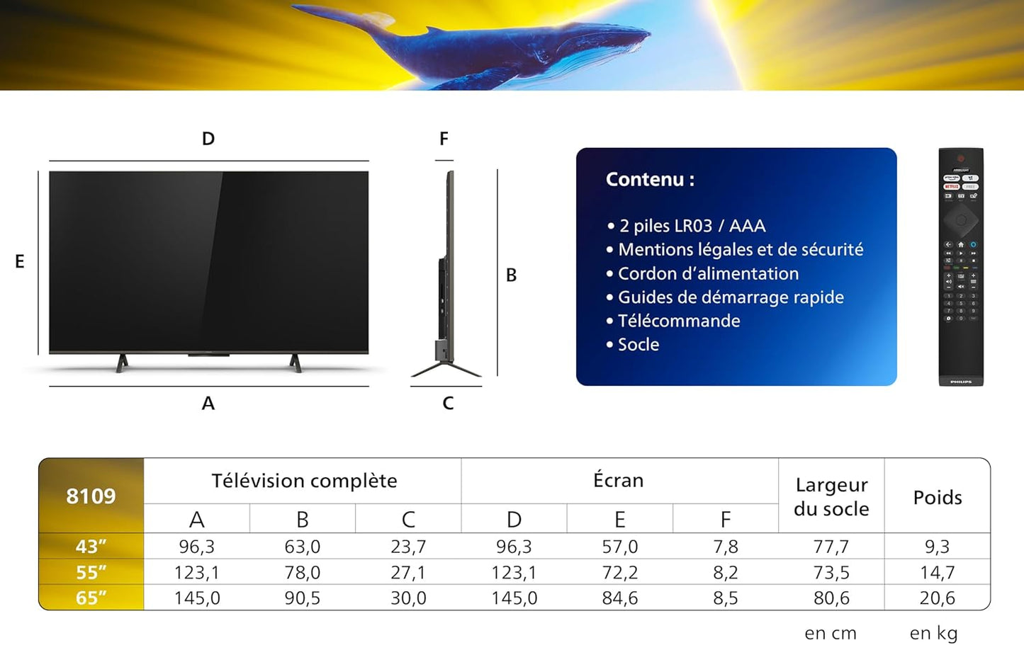 Philips 8000 series 50PUS8309/12 Fernseher 127 cm (50") 4K Ultra HD Smart-TV WLAN Schwarz 350 cd/m? (50PUS8309/12) [Classe énergétique G]