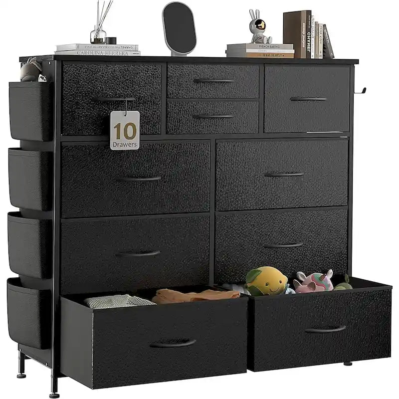 Commode à 10 tiroirs en tissu Meuble de rangement Tour de rangement pour placard Chambre
