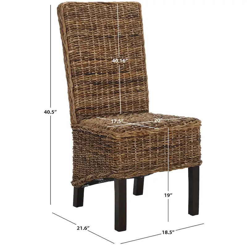 Lot de 2 chaises de salle à manger en osier naturel L 48 cm x P 56 cm x H 104 cm, style bohème côtier